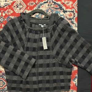 NWT James Perse Gray and Black Checkered Cashmere Jacket